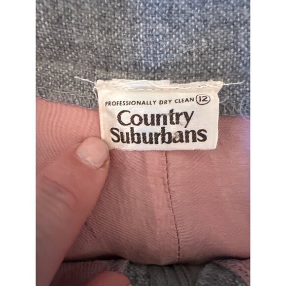 Vintage Womens Gray Wide-Leg Wool Trousers Size 12 By Country Suburbans - Picture 3 of 5